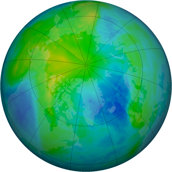 Arctic ozone map for 22 October 2003